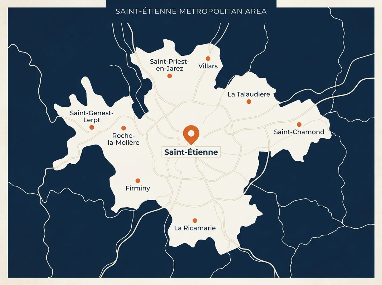 Carte de la zone d'intervention de PR Rénovation — Saint-Étienne Métropole et Loire
